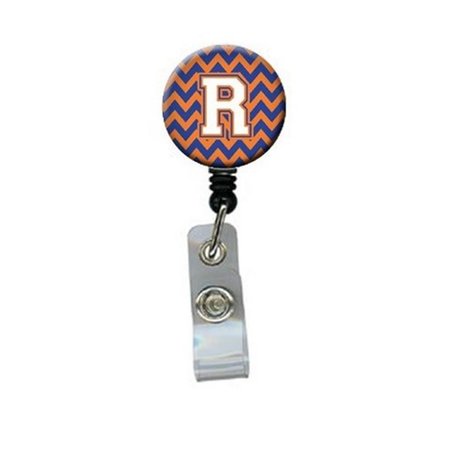 CAROLINES TREASURES Letter R Chevron Blue and Orange No.3 Retractable Badge Reel CJ1060-RBR